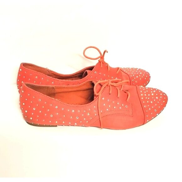 Madden Girl Women's Julissa Size 9 Coral colored and crystal flat shoes - Picture 6 of 7